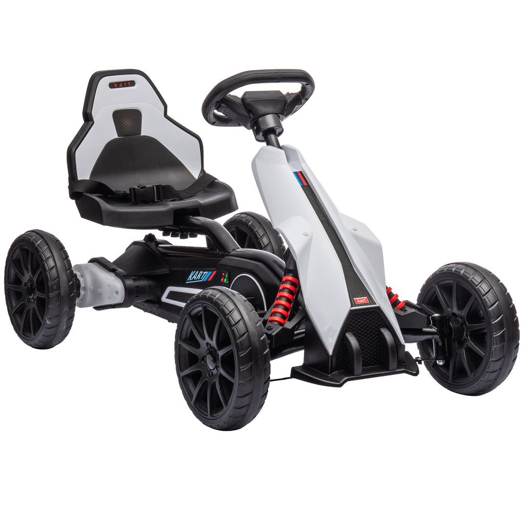Kart électrique pour enfant 12V - Vitesse réglable 3-5km/h pour enfants de 3 à 8 ans - siège réglable - blanc-0