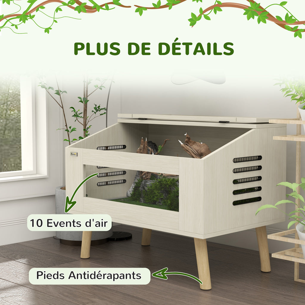 Terrarium pour reptiles, vivarium pour serpents 111L avec fenêtres en verre trempé, couvercle, 80 x 50 x 60 cm-6