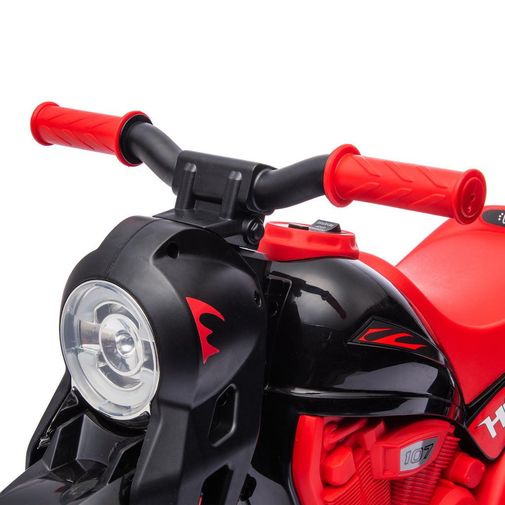 Moto électrique enfants 2-5 ans, 3 roues, 6 V, 3 km/h, avec fonction de bulles, effets lumineux et sonores, rouge-7