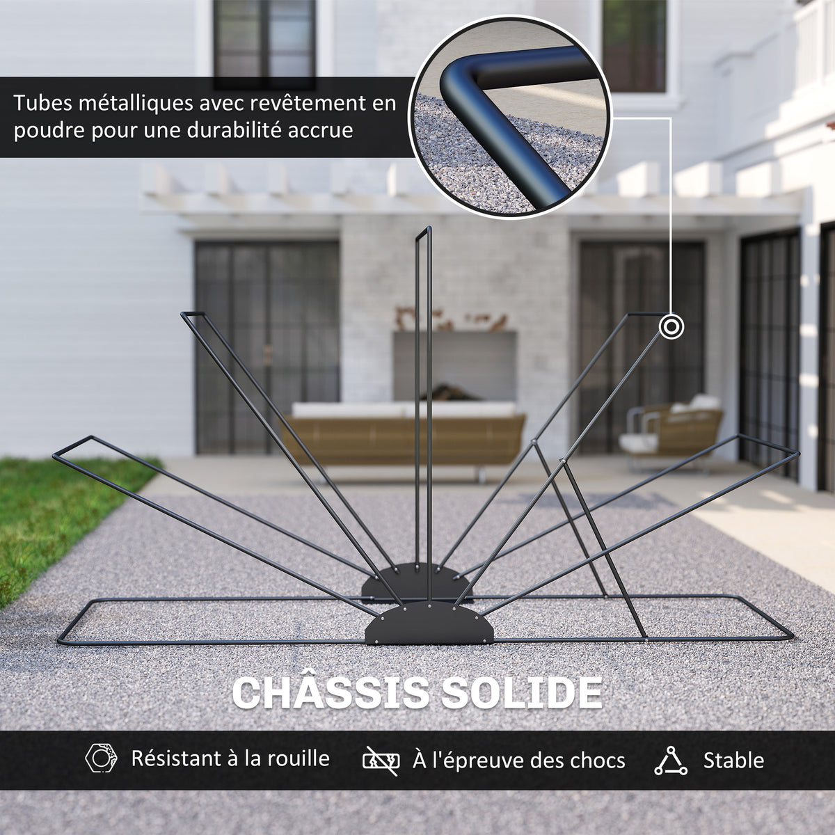 Abri de moto extérieur tente à moto housse de protection en tissu Oxford, 2 fenêtres, 345 x 135 x 191 cm, noir-4