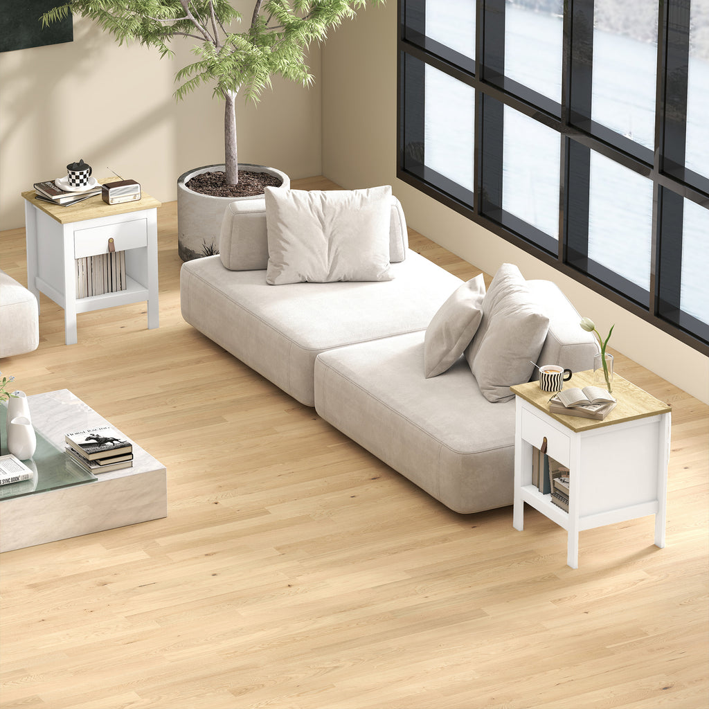 Lot de 2 tables de chevet avec tiroir et compartiment ouvert, 45 x 40 x 55 cm, blanc-7