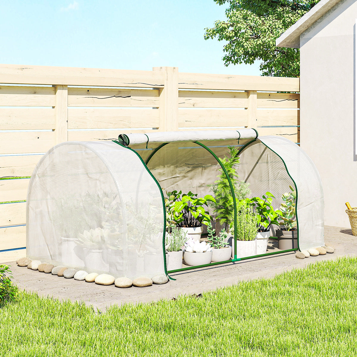 Serre de jardin mini serre serre à tomates 2 x 1 x 0,8 m porte zippée bâche PE acier blanc-9