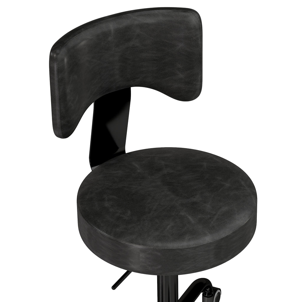 Tabouret à Roulettes, Hauteur Réglable 72-87,5cm, Tabouret de Massage Assise et Dossier Rembourrés, Pivotant 360°, Noir-9