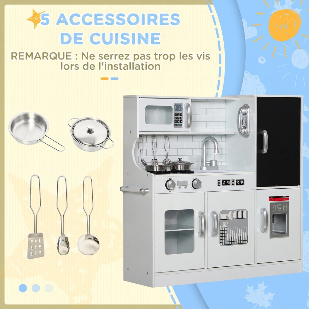 Cuisine enfant jouet d'imitation pour enfant - dinette enfant de 3-8 ans, blanc-6