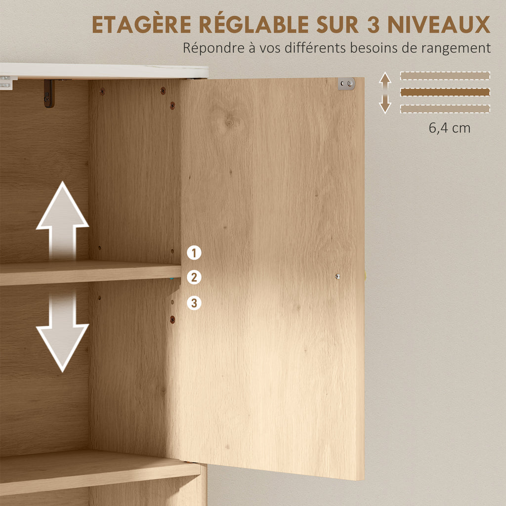 Meuble WC dessus de toilette meuble toilettes WC rangement avec placard à double porte étagères  66 x 25 x 168 cm, chêne-5