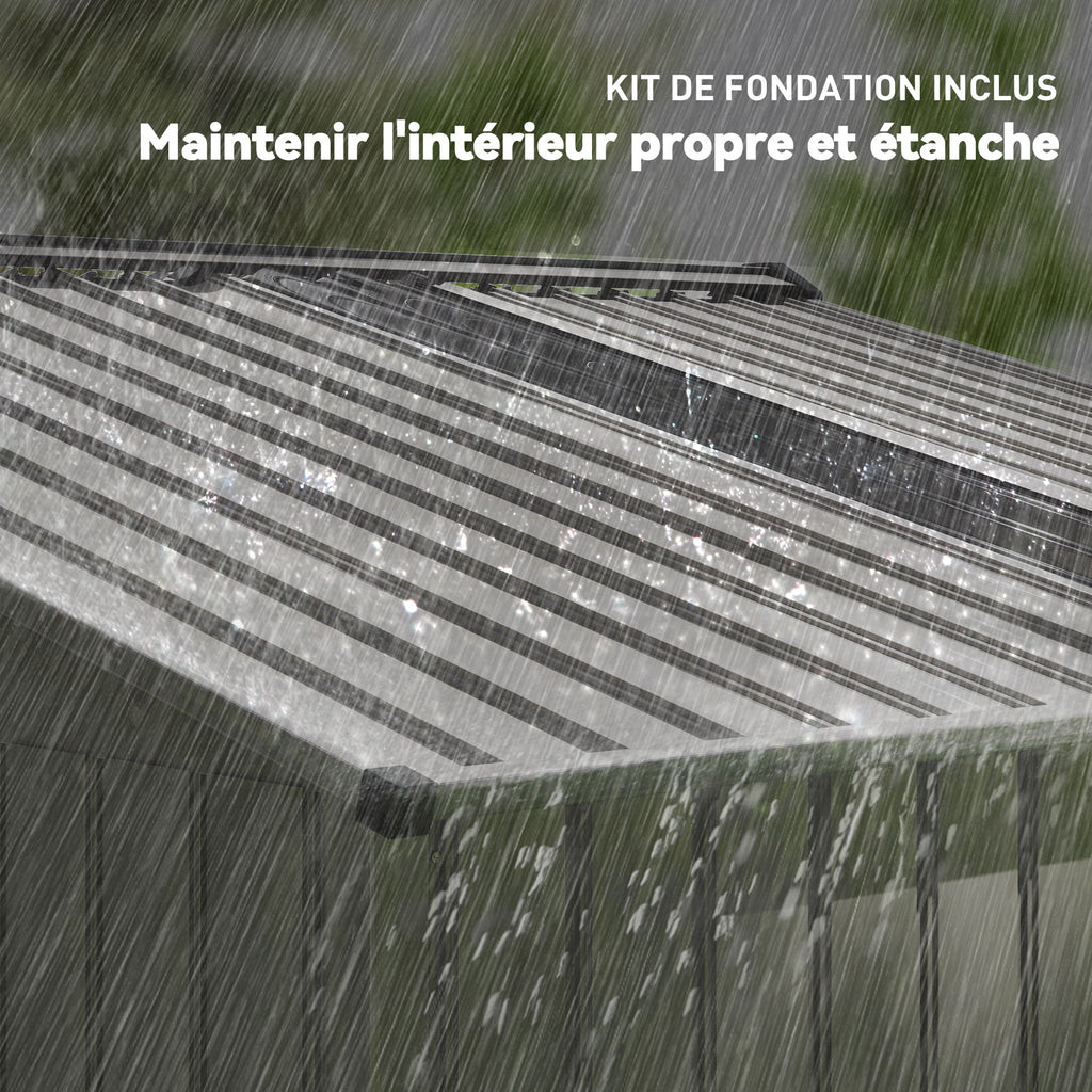 Abri de jardin 5,4 m² dim. 2,77 x 1,95 x 1,92 m fondation incluse porte coulissante ventilations tôle acier, anthracite-7