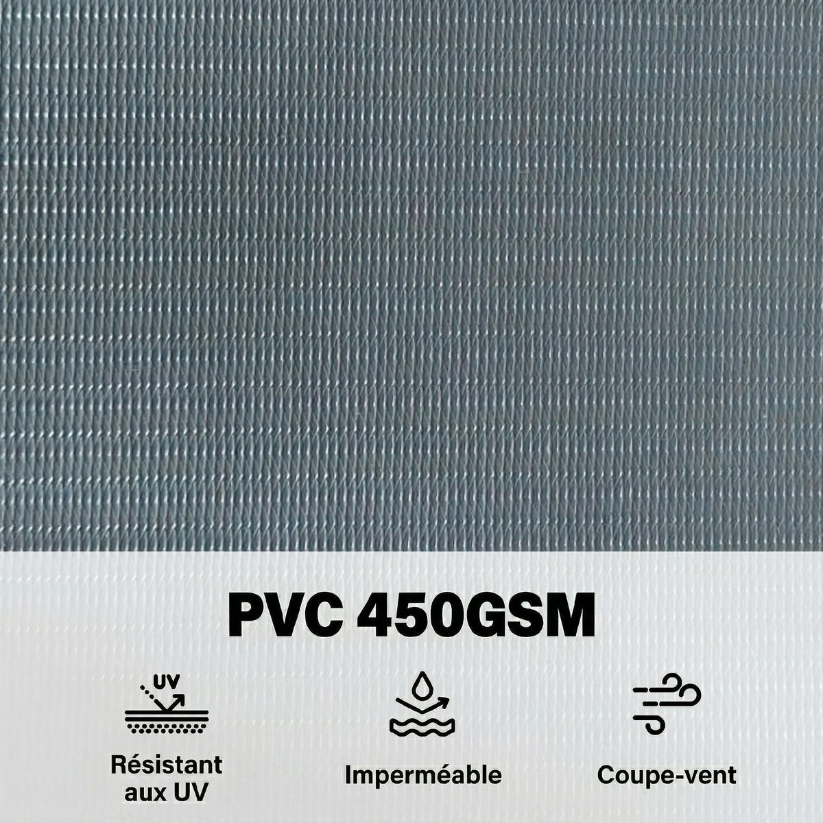 Brise-vue PVC Rouleau Occultant 140m Bande de Protection Visuelle 450g/m² 120 Clips de Fixation Imperméable Gris-3