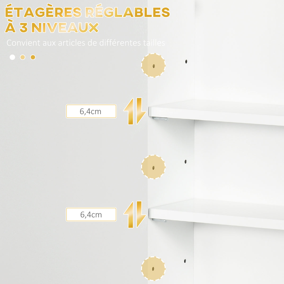 Armoire murale de salle de bain, armoire à pharmacie murale meuble de rangement avec étagère réglable-4