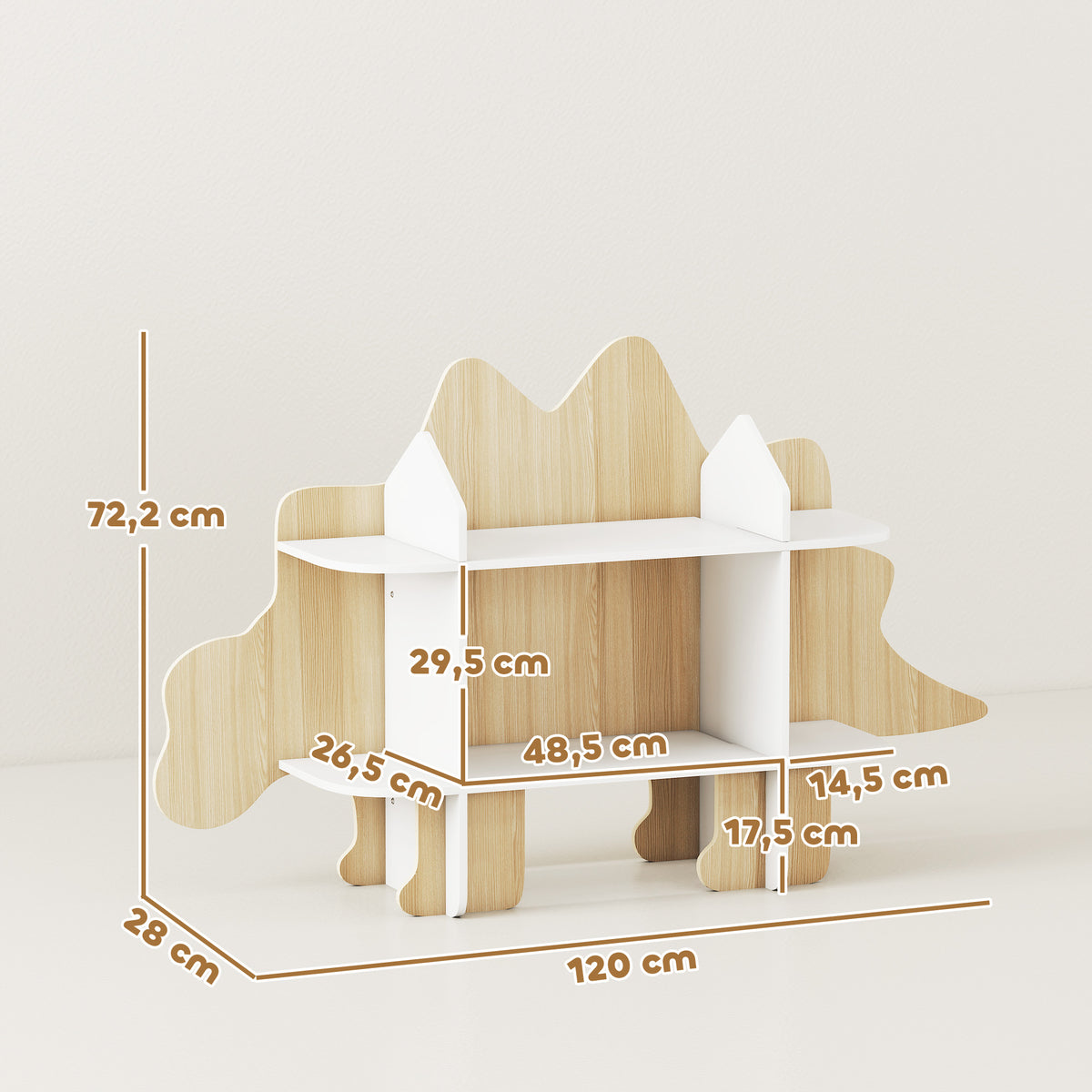 Bibliothèque enfant meuble de rangement pour jouets et livres 6 compartiments 120x28x72,2cm bois naturel-2