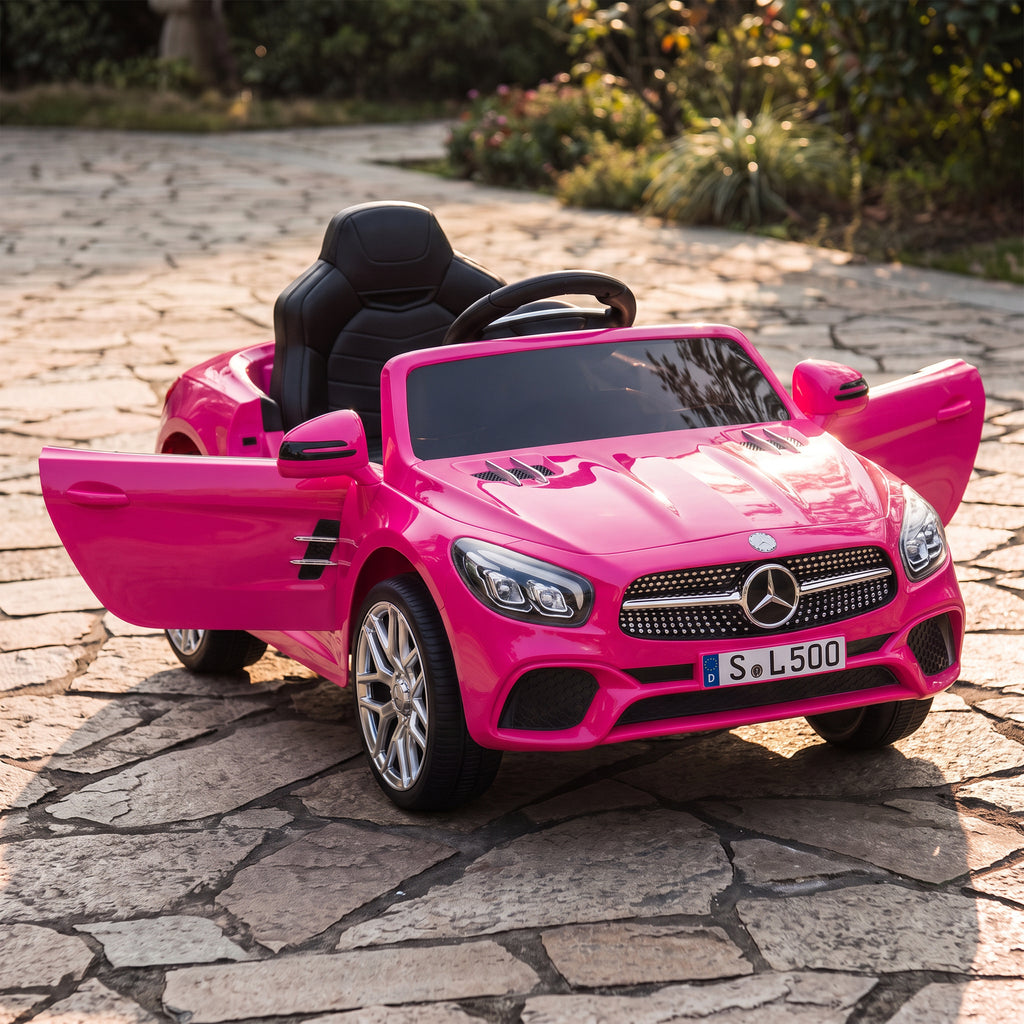 Voiture Électrique Enfants 12V Mercedes-Benz SL500, 3-5 km/h, 2 Moteurs, Télécommande 2,4G, pour 3-5 Ans, Rose-9