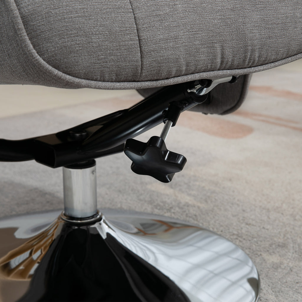 Fauteuil relax inclinable 135° pivotant 360° avec repose-pieds revêtement tissu gris-7