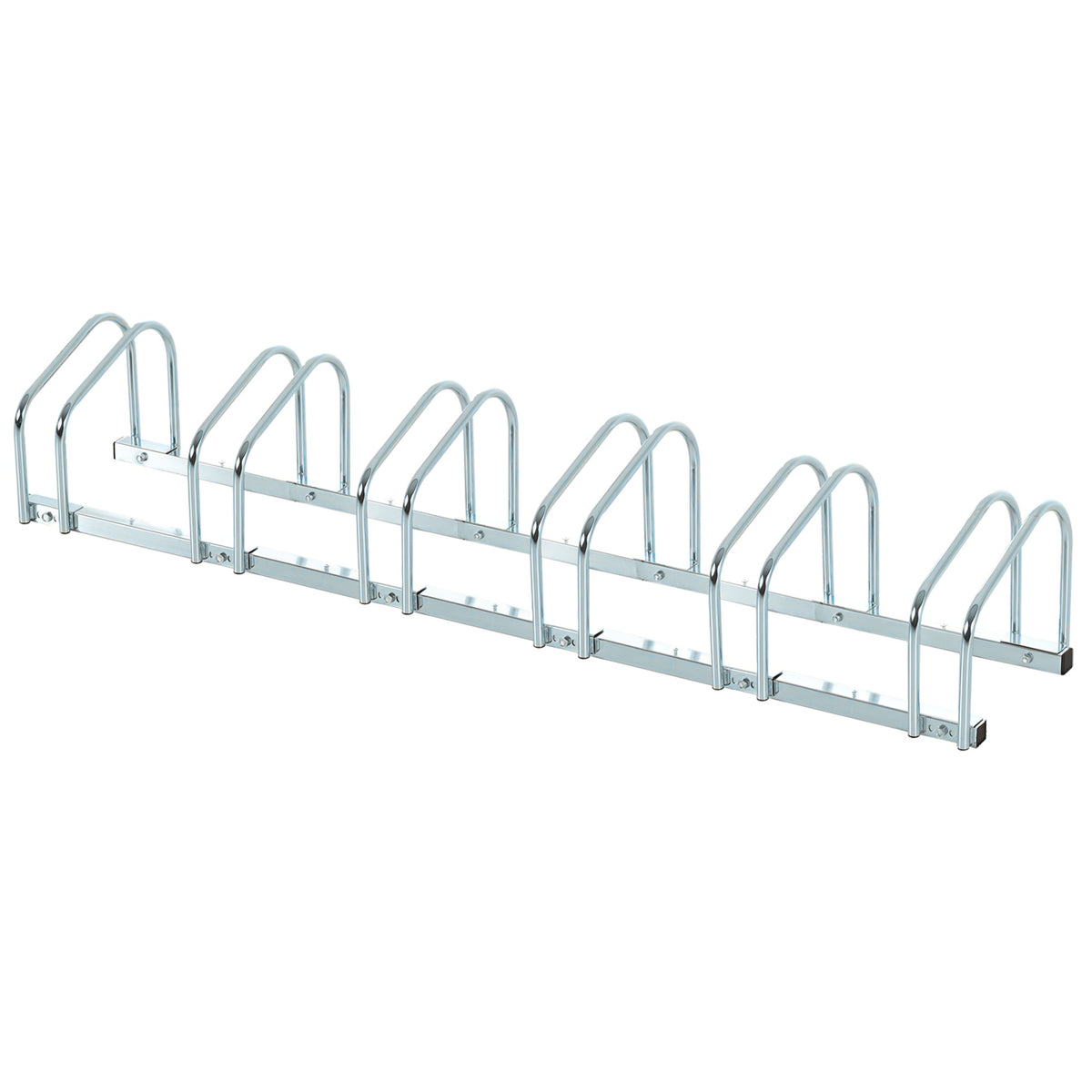 Râtelier 6 vélos range-vélos support de rangement pneu 65 mm sol ou mural pour VTT enfants BMX 179 x 33 x 27 cm acier argent-0