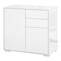 Meuble rangement buffet commode armoire 2 tiroirs 2 placards portes, étagères chambre, 79x36x74cm blanc-0