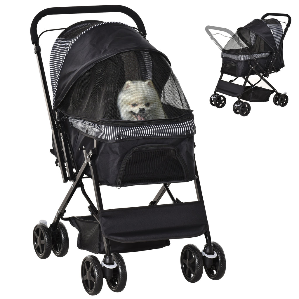 Poussette pour chien animaux de compagnie pliable 4 roues EVA guidon réglable panier 76,5 x 52 x 95 cm-0