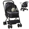 Poussette pour chien animaux de compagnie pliable 4 roues EVA guidon réglable panier 76,5 x 52 x 95 cm-0