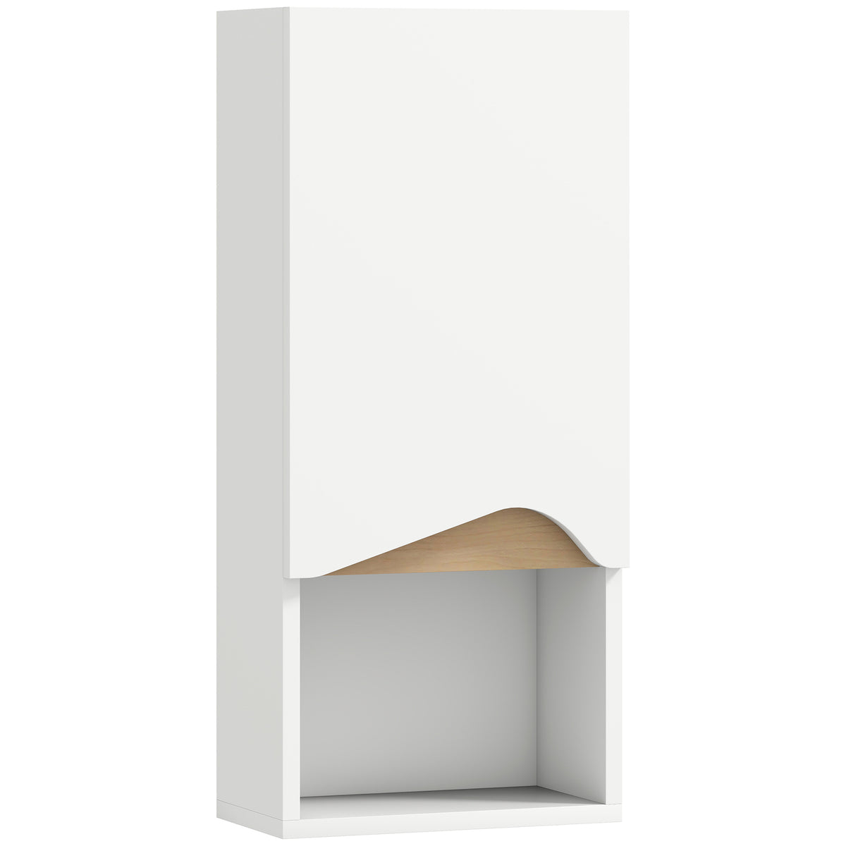 Armoire murale de salle de bain avec porte à fermeture douce, étagère réglable et compartiment ouvert, 30x17x67cm, blanc-0