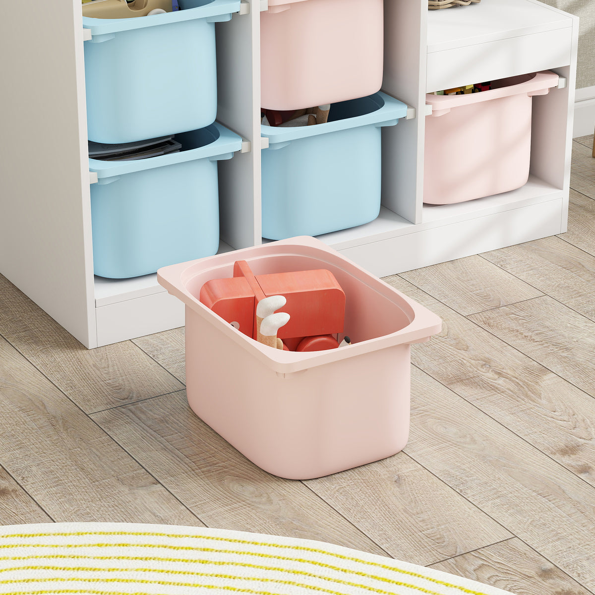 Meuble de rangement pour jouets des enfants avec 6 bacs amovibles, 3 niveaux de rangement, 96 x 38,5 x 90, multicolore-6