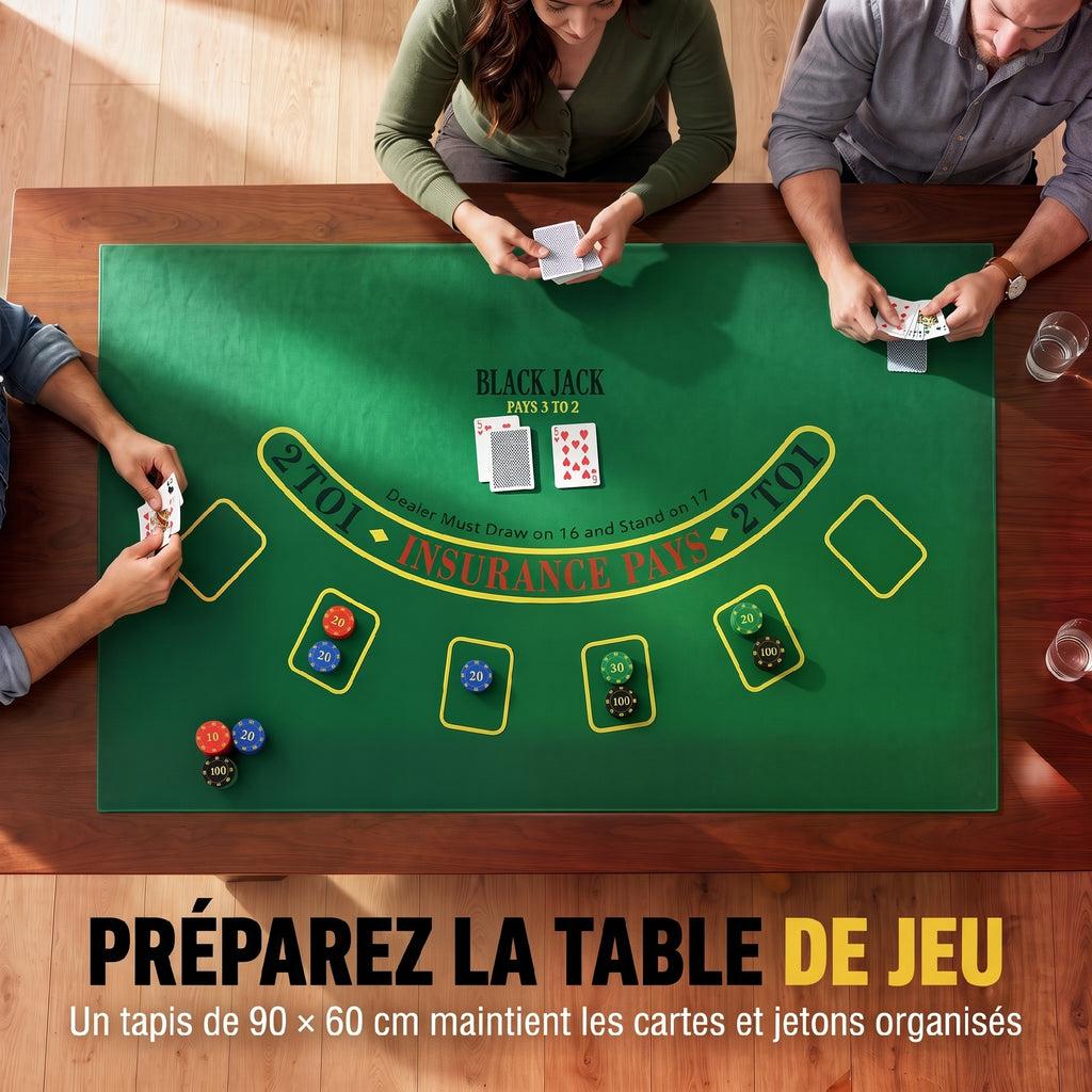Mallette de Poker 500 Jetons 5 Valeurs, 2 Jeux de Cartes, Tapis de Jeu, Bouton Dealer, Blind, Alu, 31x17x11,5cm, Argenté-5