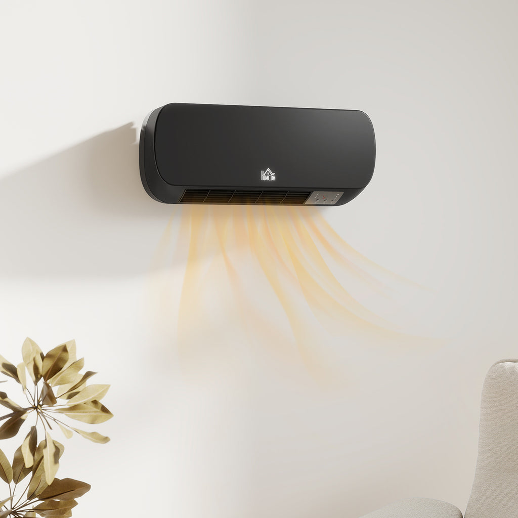 Radiateur Mural Soufflant 2000 W, Chauffage Céramique PTC, 3 Niveaux de Puissance, Télécommande, 45x18,6x11,5cm, Noir-1