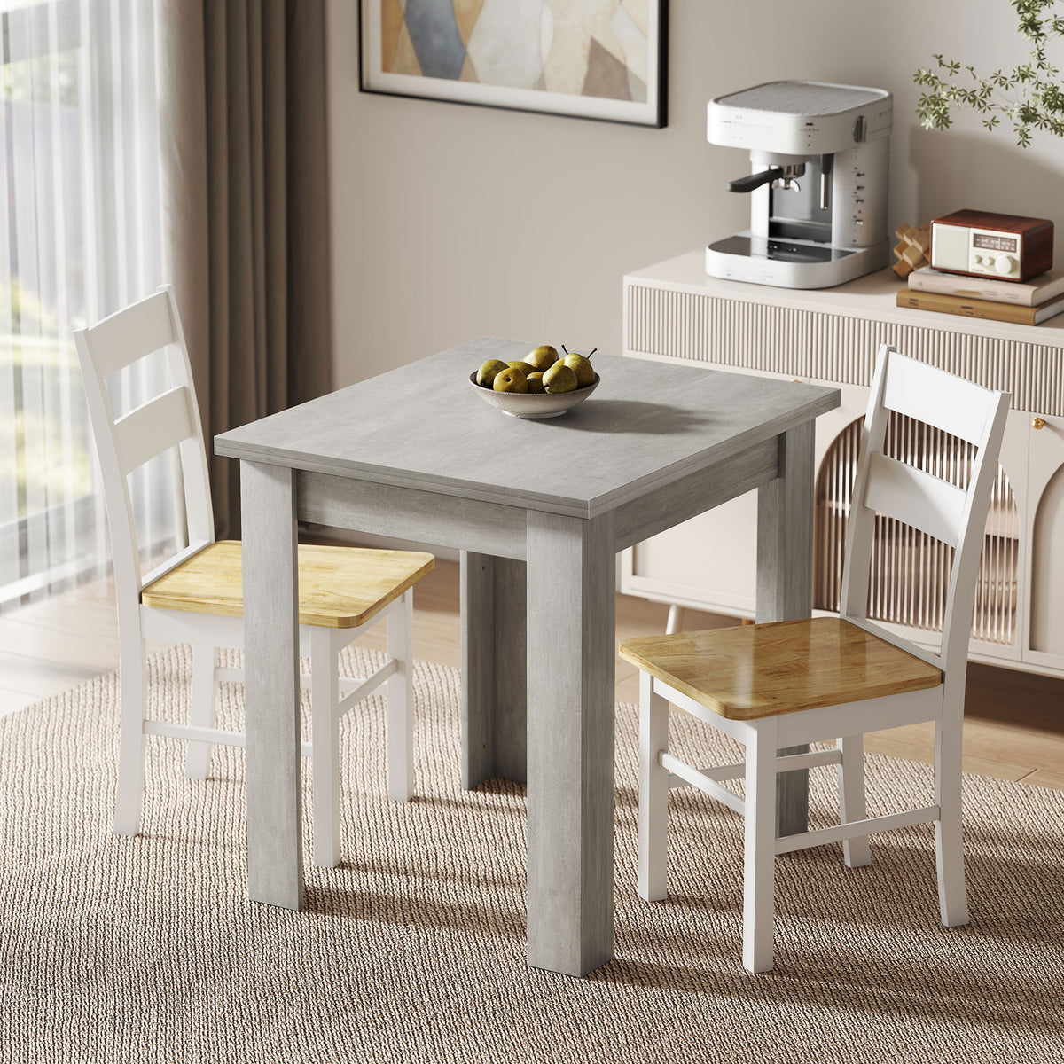 Table à manger extensible rectangle pour 4 à 6 personnes, table de cuisine 70-140 cm, patins en feutre, gris-6