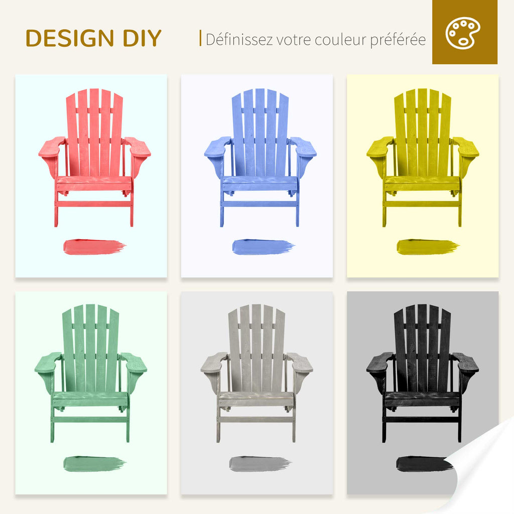 Fauteuil adirondack Fauteuil de Jardin Chaise de Jardin de Plein Air dim. 78L x 89P x 88H cm Bois Massif Sapin-6