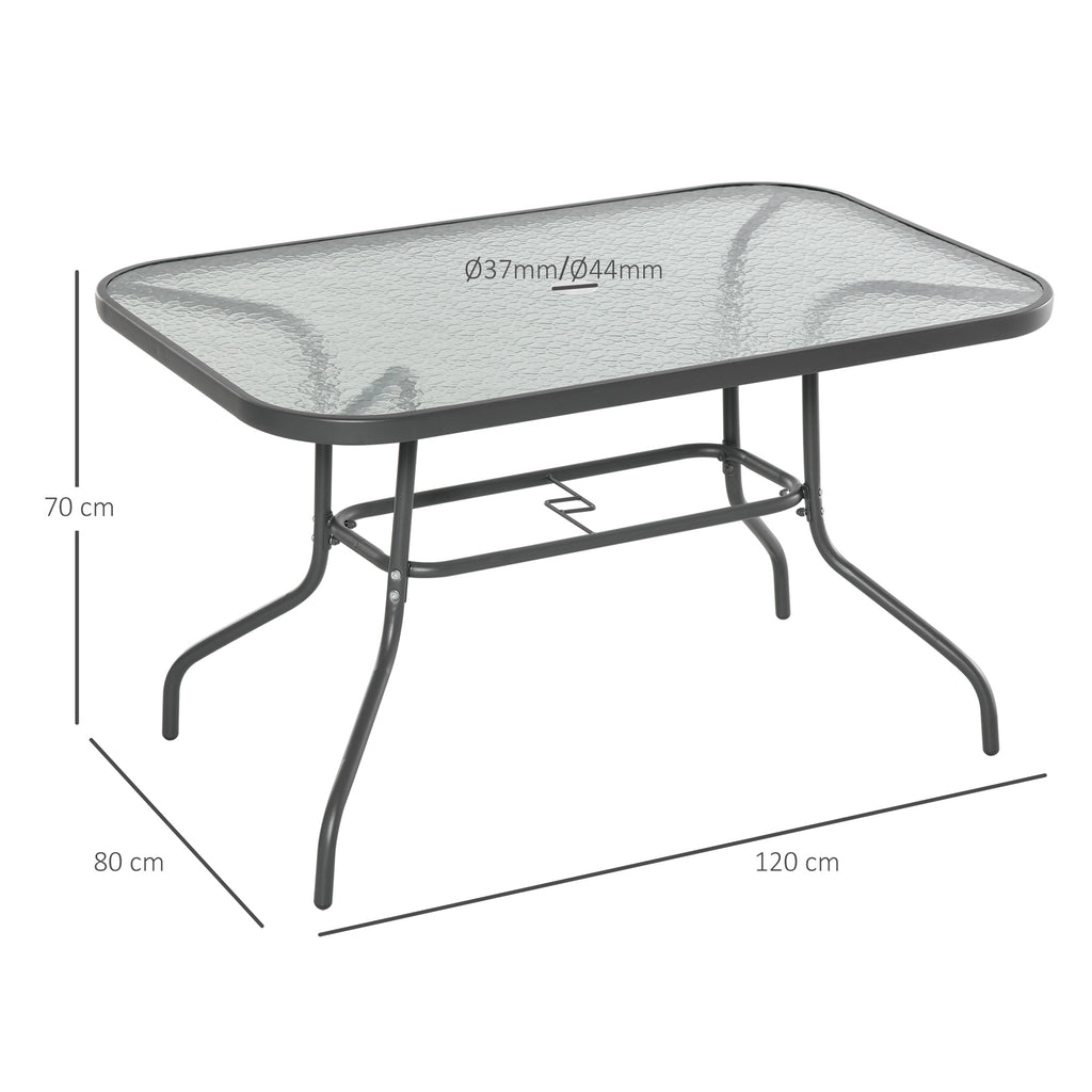 Table de Jardin rectangulaire dim. 120L X 80l x 70H cm métal époxy Gris Plateau Verre trempé-2