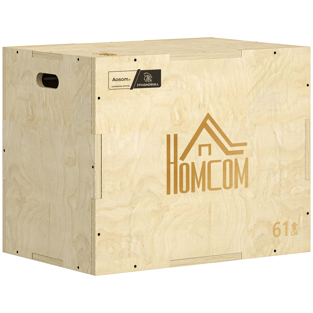 Box jump pliométrie 3 en 1 - saut musculation fitness 61x51x76cm bois-0