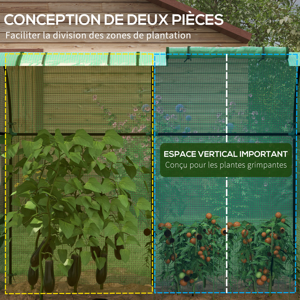 Serre de jardin 1,8 m² dim. 1,85L x 0,9l x 1,5H m 2 Portes zippées déroulantes 4 fenêtres enroulables Acier PE Vert-3
