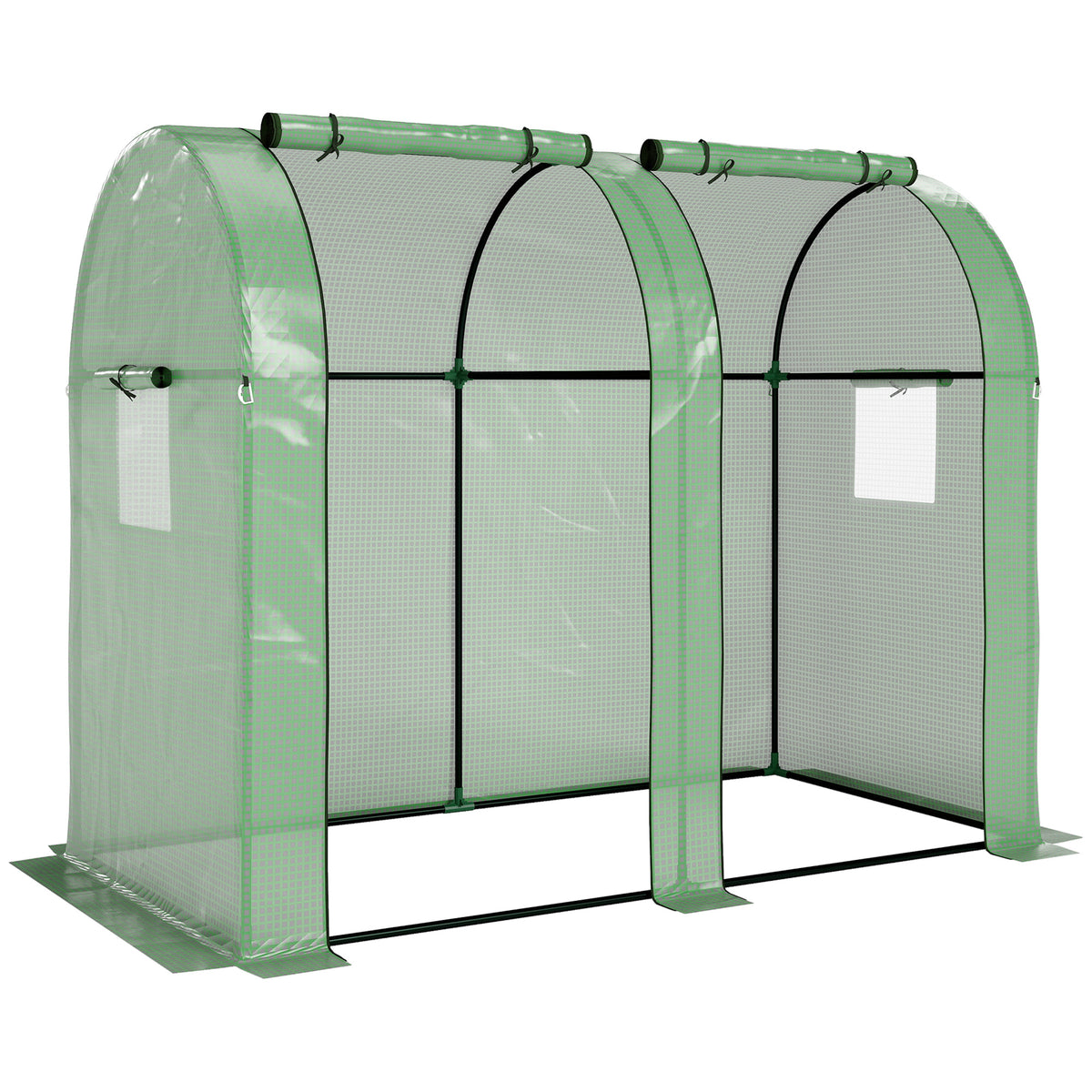 Serre de jardin 1,8 m² dim. 1,85L x 0,9l x 1,5H m 2 Portes zippées déroulantes 4 fenêtres enroulables Acier PE Vert-0