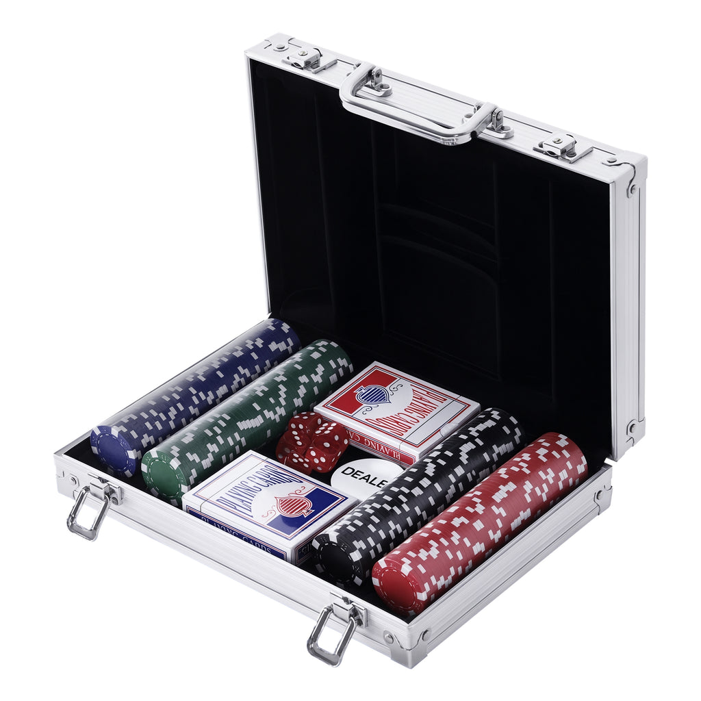 Mallette de Poker Coffret de Poker Complet avec 200 jetons 2 Jeux de Cartes + 2 clés Aluminium-0
