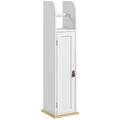 Meuble de salle de bain support papier toilette avec placard et étagères réglables 20 x 20 x 80 cm blanc-0