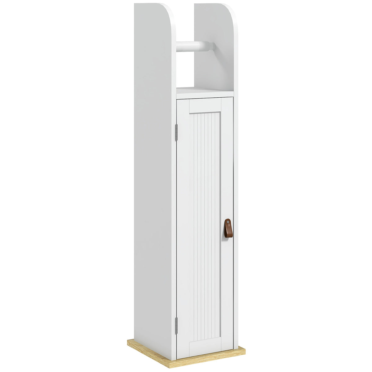 Meuble de salle de bain support papier toilette avec placard et étagères réglables 20 x 20 x 80 cm blanc-0