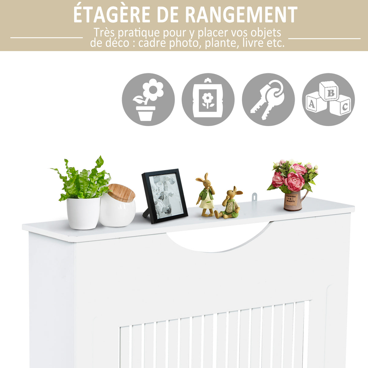 Cache-radiateur à lattes Couvercle de Radiateur en bois Design contemporain pour Salon Salle de Séjour-3