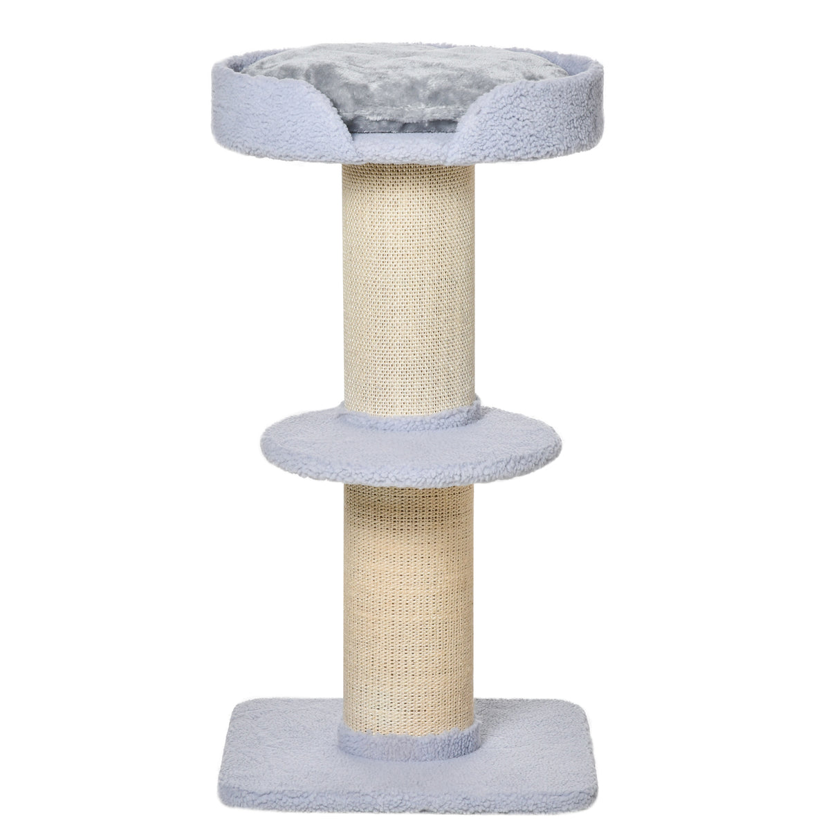 Arbre à chat avec griffoir centre d'activités 2 plateformes coussin bleu clair-7