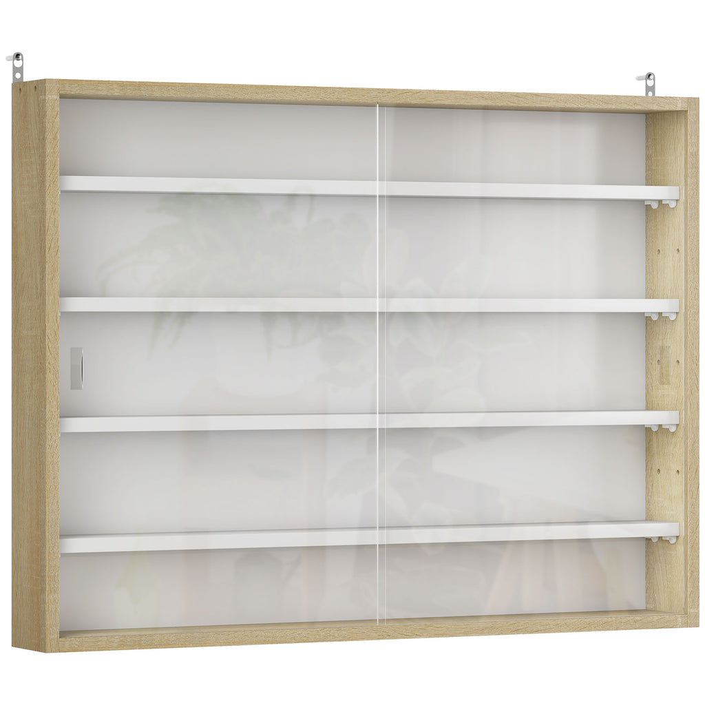 Vitrine pour collection vitrine murale 80 x 9,5 x 60 cm 4 étagères réglables en hauteur 2 portes coulissantes en verre-0