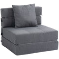 Chauffeuse canapé-lit convertible fauteuil 1 place avec 1 coussin déhoussable, tissu gris-0