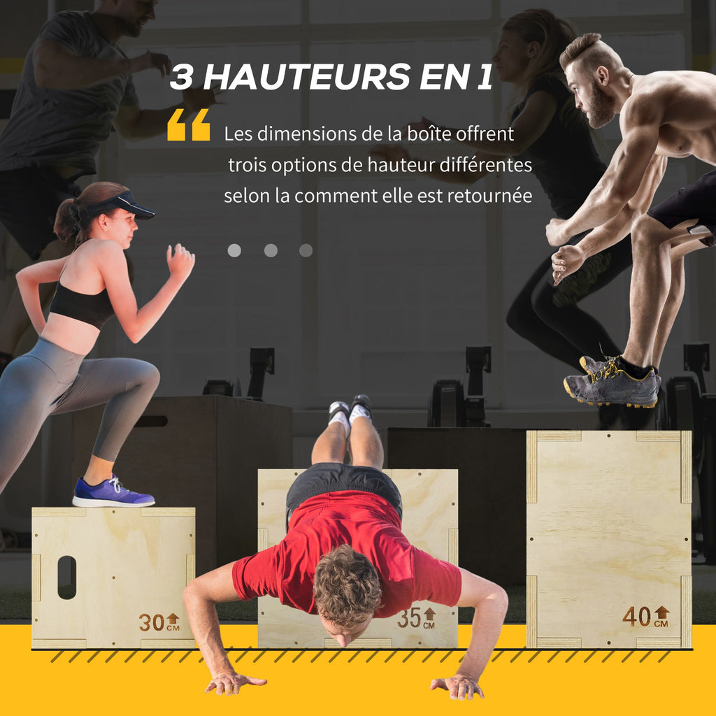 Box jump pliométrie appareil boîte à saut musculation fitness entraînement croisé plyobox pour box training 40,5/35,5/30,5 cm-3