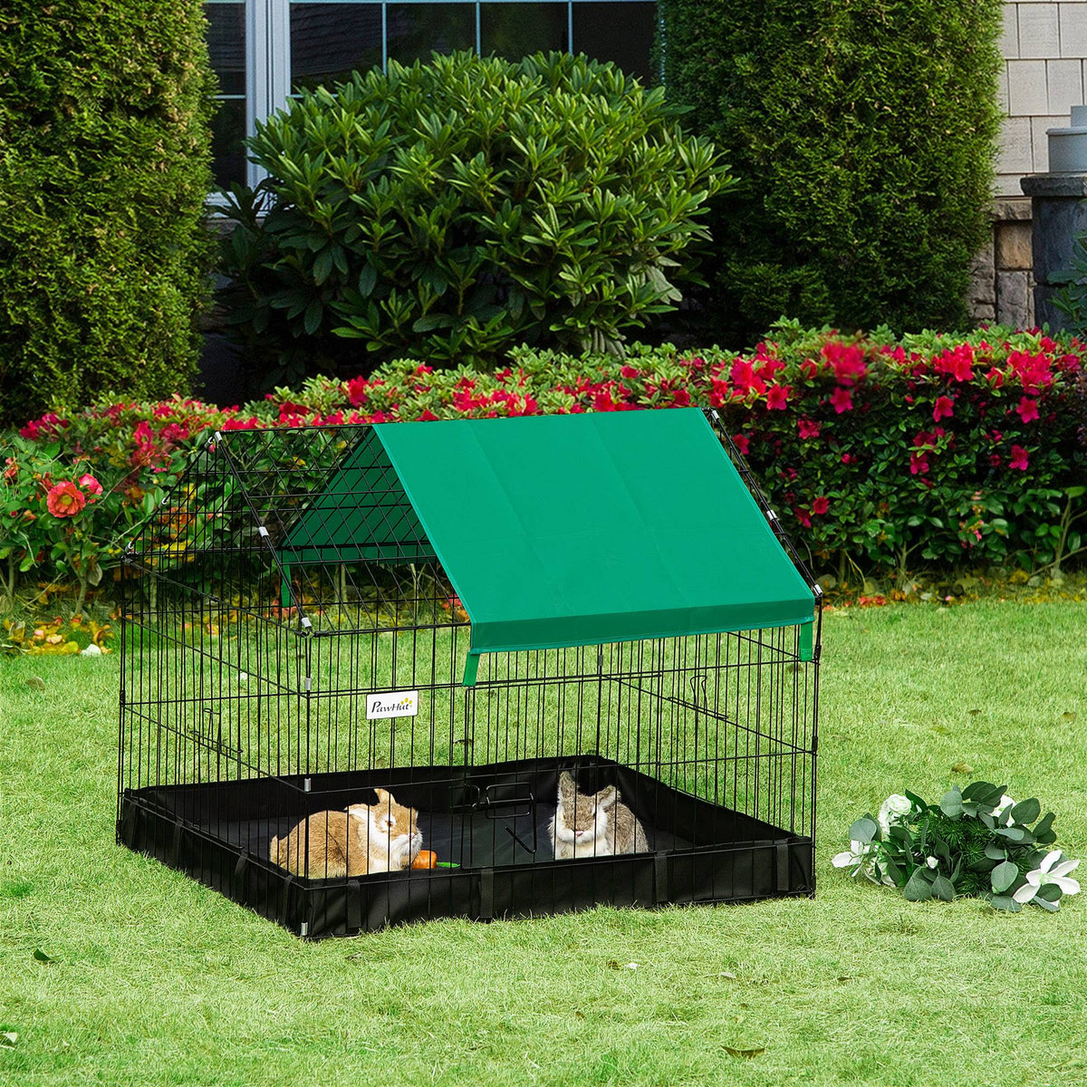 Cage enclos lapins petits animaux rongeurs Intérieur ou Extérieurs avec bache Protection Inclus - 90 x 75 x 75 cm-9