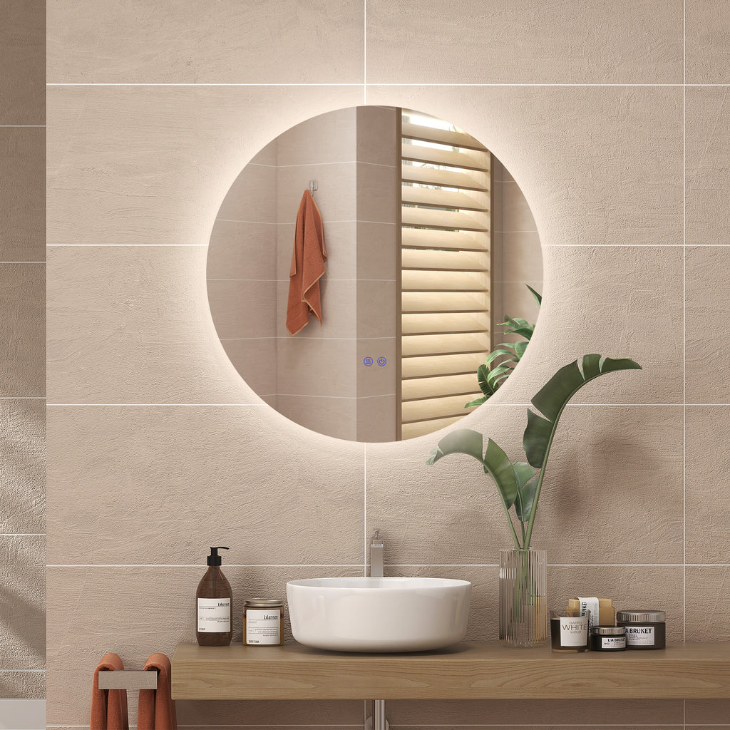 Miroir rond lumineux LED de salle de bain Ø 80 cm mural avec éclairage interrupteur tactile système antibuée-8