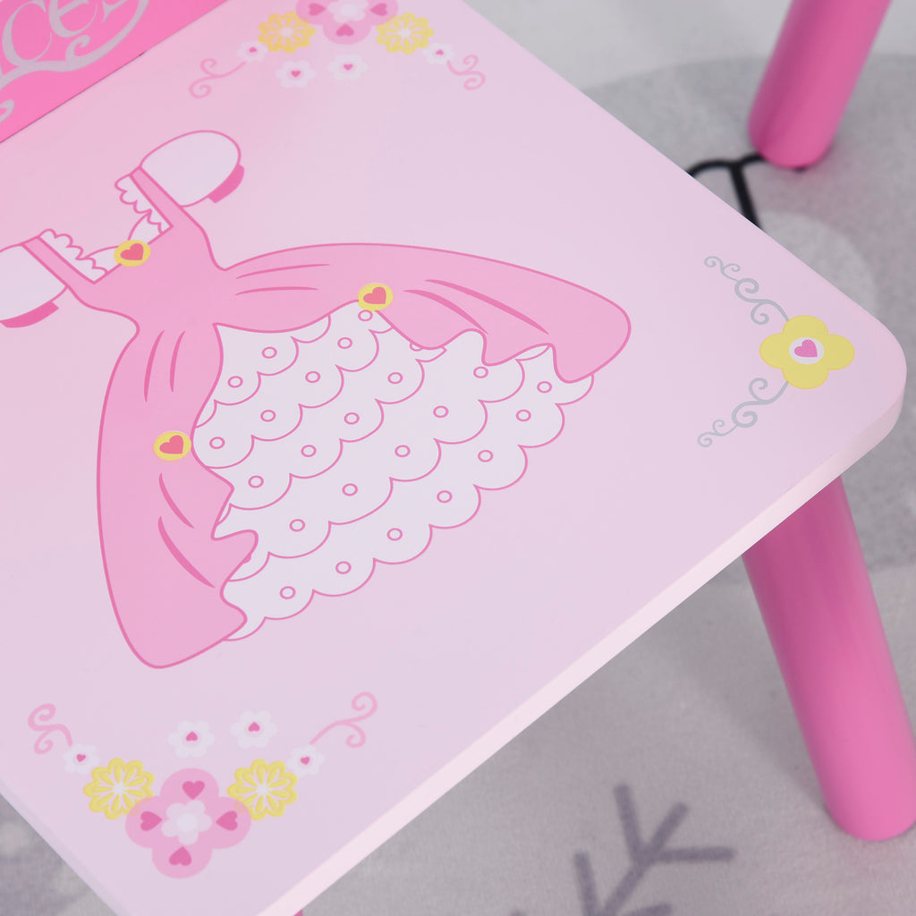 Lit Enfant et Ensemble table et chaises enfant - Design Princesse Motif Couronne - sommier à Lattes Inclus - Rose-8