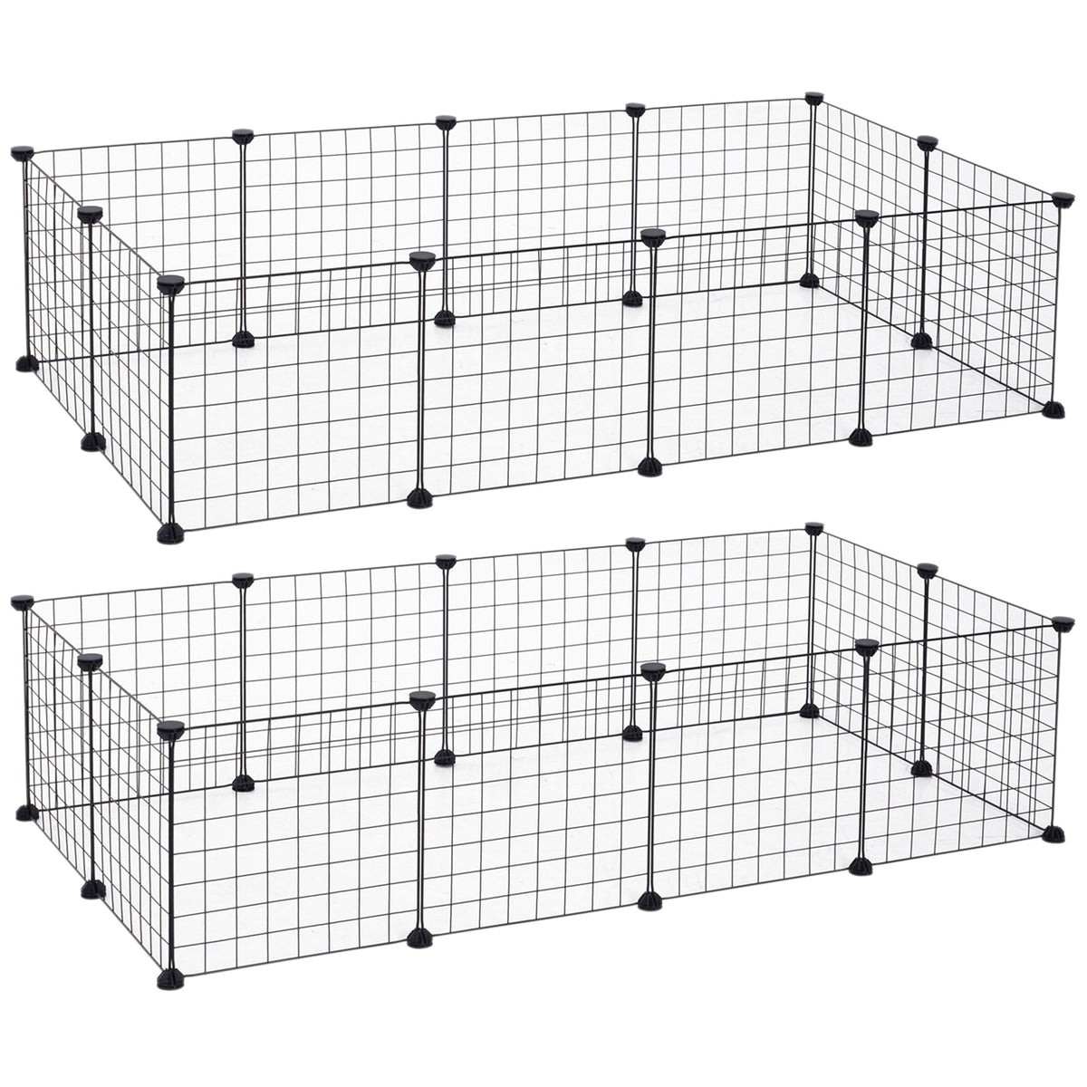 Cage parc enclos pour animaux domestiques L 106 x l 73 x H 36 cm bords arrondis fil métallique noir-0