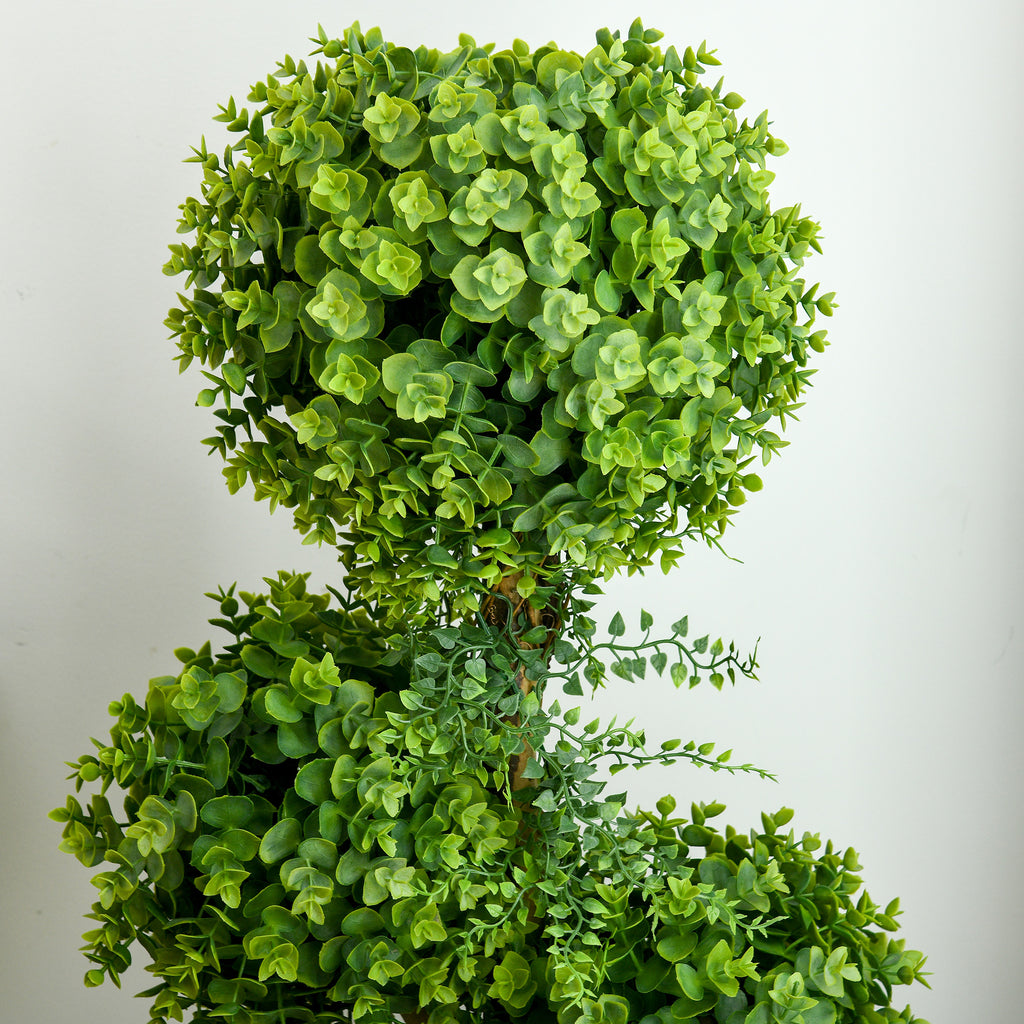 Plante artificielle arbre artificiel 3 boules de buis avec pot ciment, intérieur et extérieur, hauteur 115 cm-6