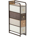 Commode avec 4 tiroirs en tissu pliables, commode chambre plateau et cadre en acier, 20 x 47 x 84,5 cm, multicolore-0