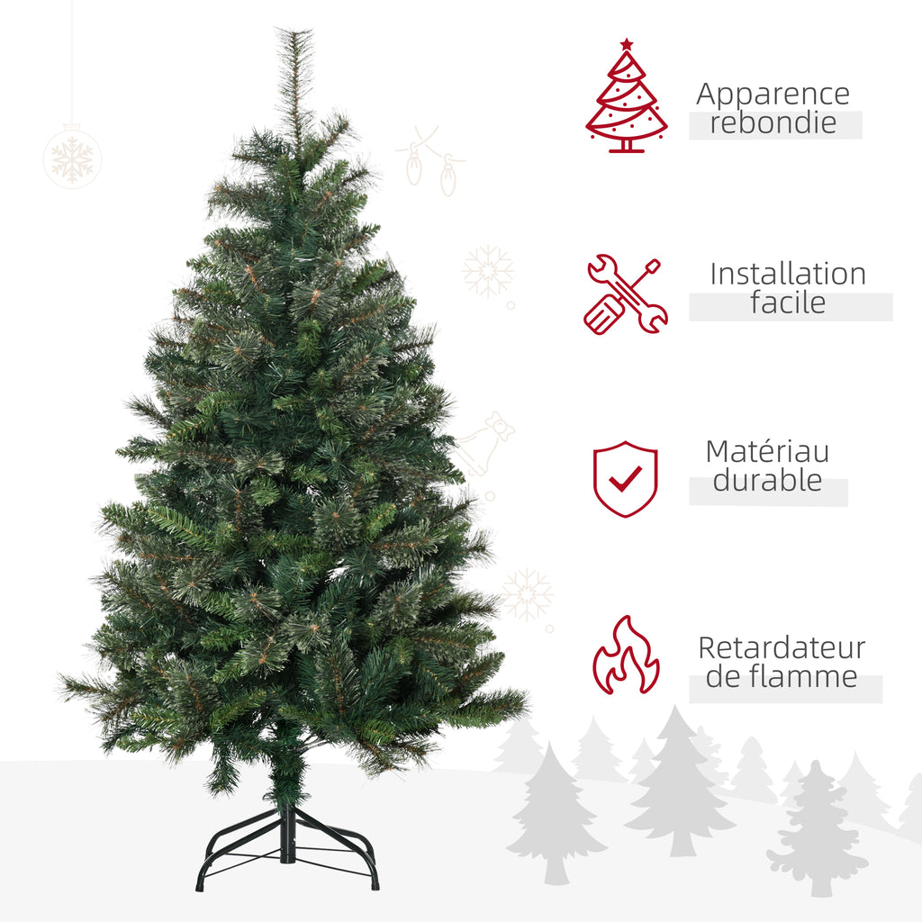 Sapin arbre de Noël artificiel 150 cm 665 branches + support pied vert-3