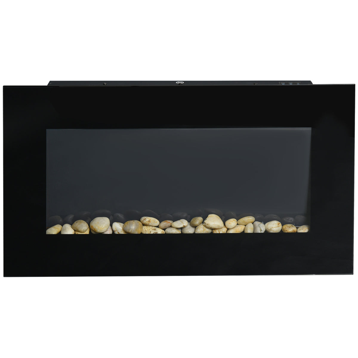 Cheminée électrique murale 1000/2000 W, cheminée décorative avec effet flamme 7 couleurs réglables, 72,5x11,5x40cm, noir-0