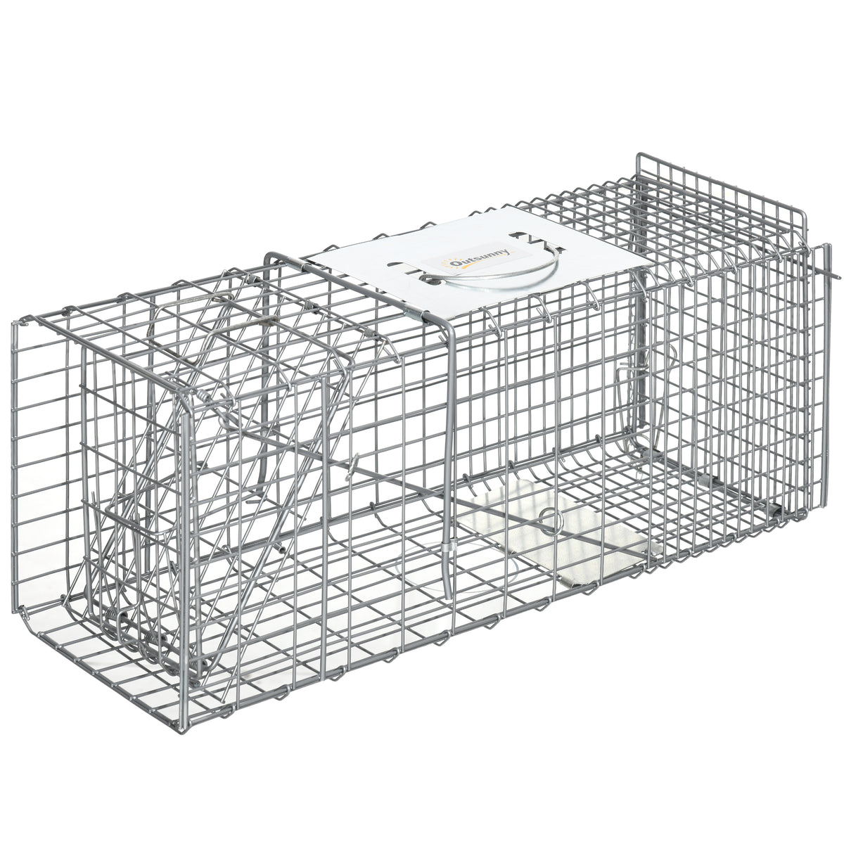 Piège cage de capture pliante pour petits animaux type rat et souris - 2 portes poignée 66 x 24 x 30,5 cm acier gris-0