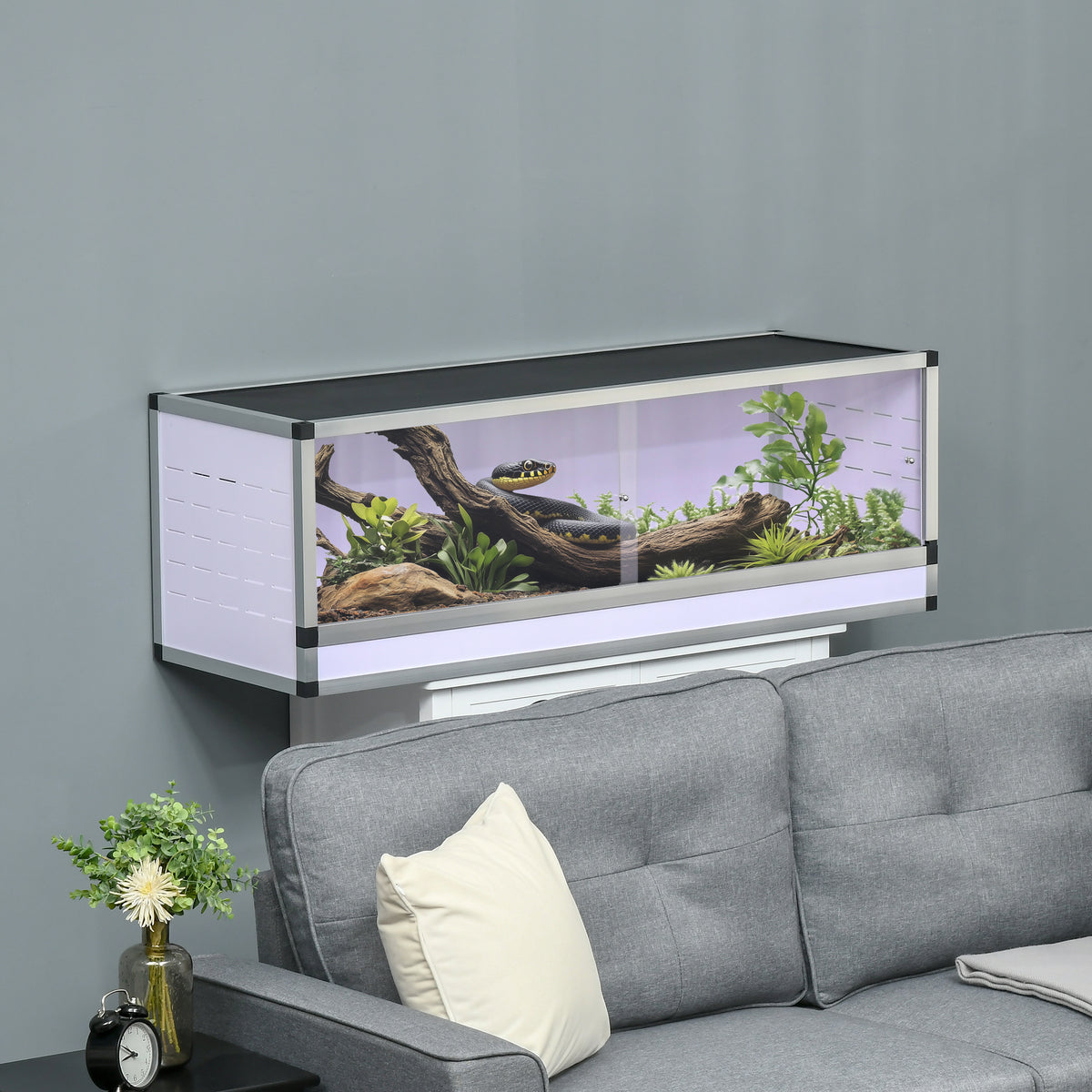 Terrarium en Aluminium Enclos en Maille pour Amphibiens Araignées et Reptiles 120 x 40 x 40 cm Blanc-1