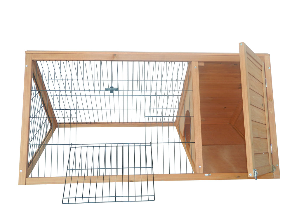Clapier triangulaire de sol enclos extérieur niche double porte convient aux lapins poules tortue terrestre dim. 116L x 62,2l x 52,5H cm bois massif pin-6