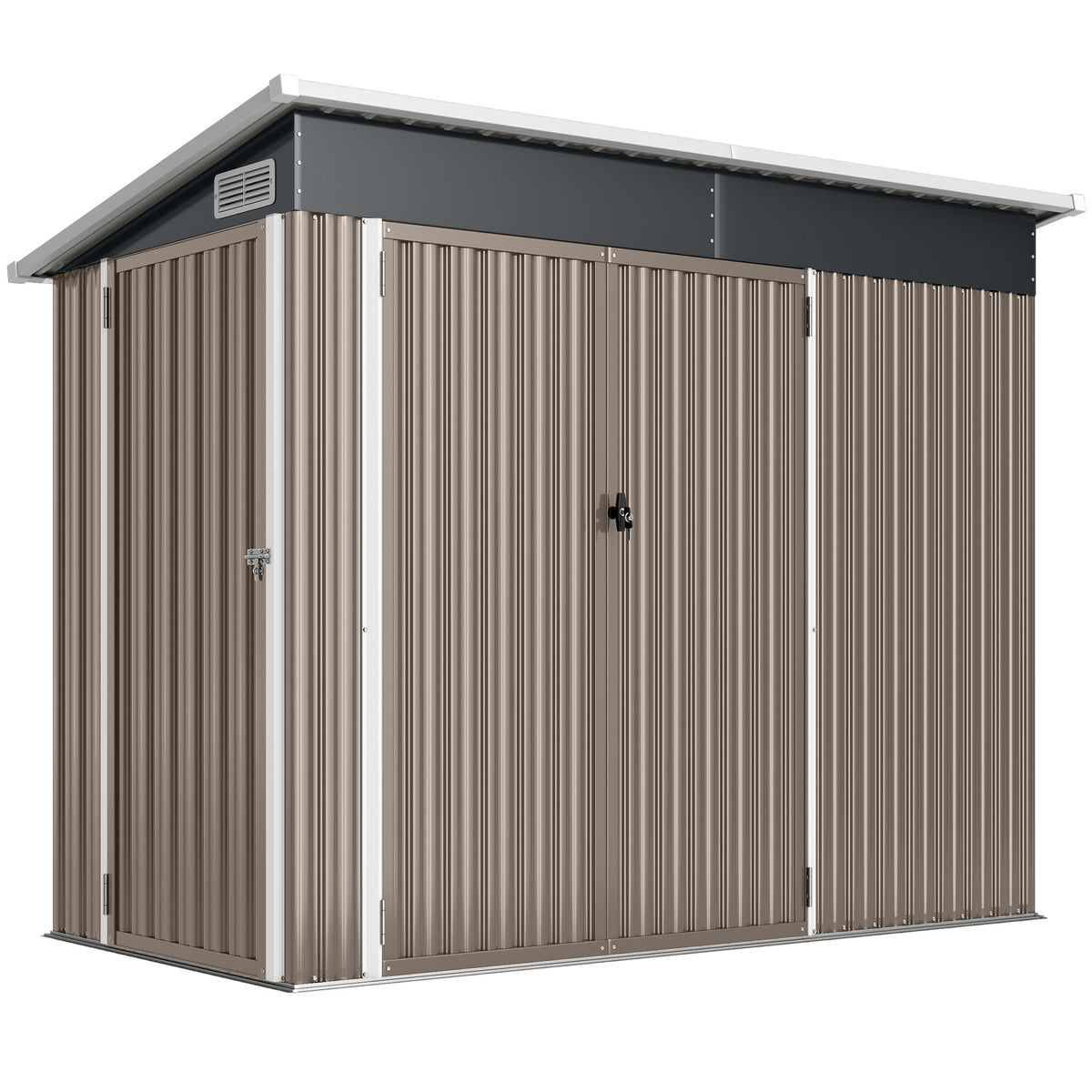 Abri de jardin en métal cabane jardin extérieure triple porte verrouillable toit incliné aérations 234x132x185cm gris-0