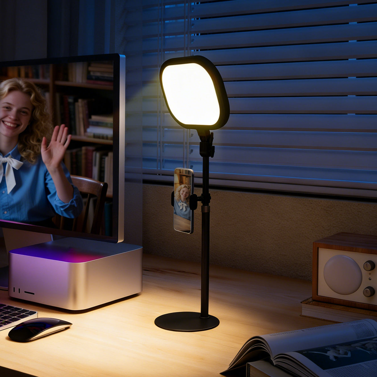 Lampe de bureau LED dimmable 5 modes de couleur 10 niveaux de luminosité port USB minuterie support pour téléphone noir-1